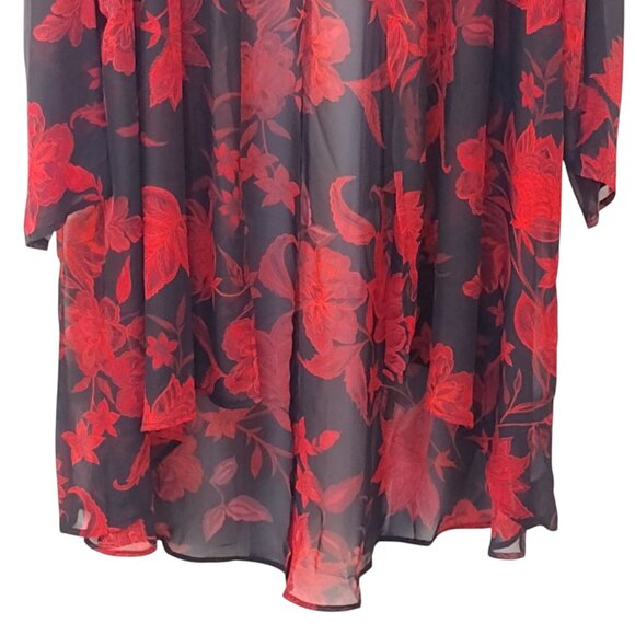 Iman: 3-Piece Red-Black Floral Pant Set, Size 2X (Duster, Tank & Pull-On Pants) - Picture 11 of 14
